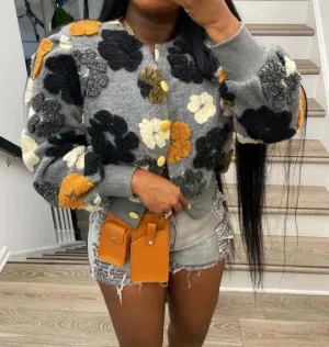 Furry Flower Crop Jacket