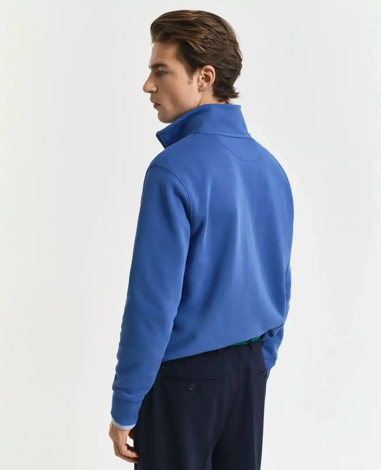 GANT Mens Half Zip Shield Sweatshirt Rich Blue