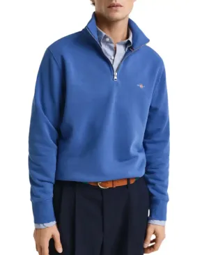 GANT Mens Half Zip Shield Sweatshirt Rich Blue
