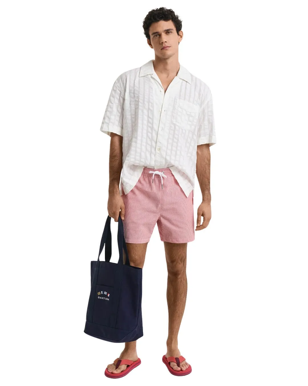 Gant Ruby Red Seersucker Swim Shorts