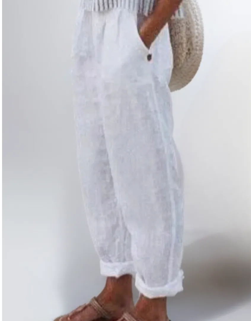 Genoveva® | Loose cotton and linen trousers