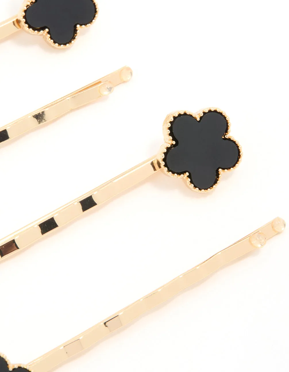 Gold Black Acrylic Flower Hair Slides 4-Pack