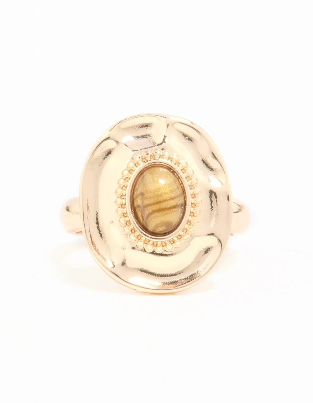 Gold Stone Oval Statement Ring
