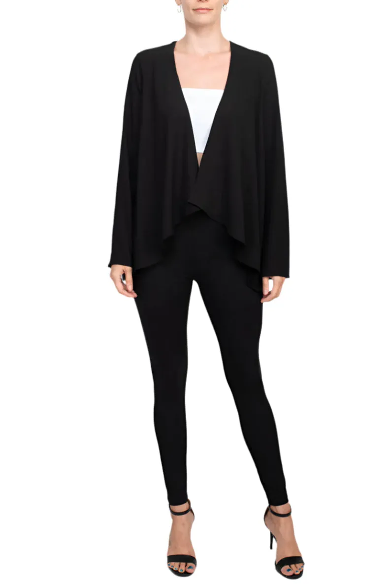 Grace Open Front Long Sleeve Solid Crepe Jacket