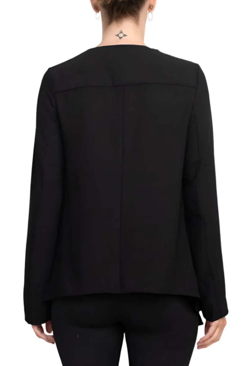 Grace Open Front Long Sleeve Solid Crepe Jacket