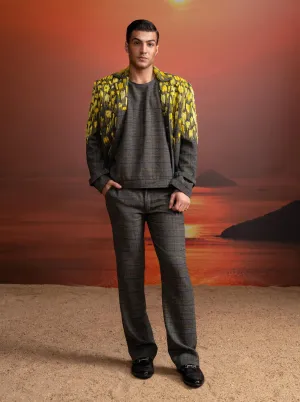 Gray checks pantsuit set