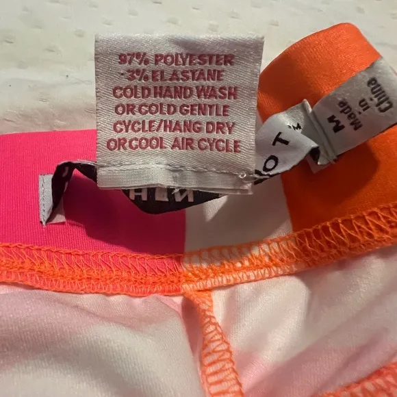 Gretchen Scott Vibrant Orange Pink &amp; White Golf Skort Zip Pockets Size M