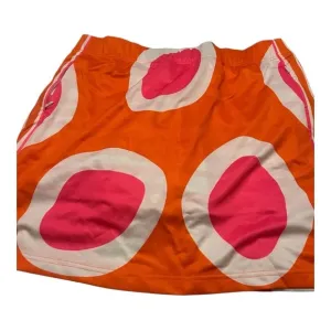 Gretchen Scott Vibrant Orange Pink &amp; White Golf Skort Zip Pockets Size M