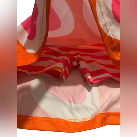 Gretchen Scott Vibrant Orange Pink &amp; White Golf Skort Zip Pockets Size M