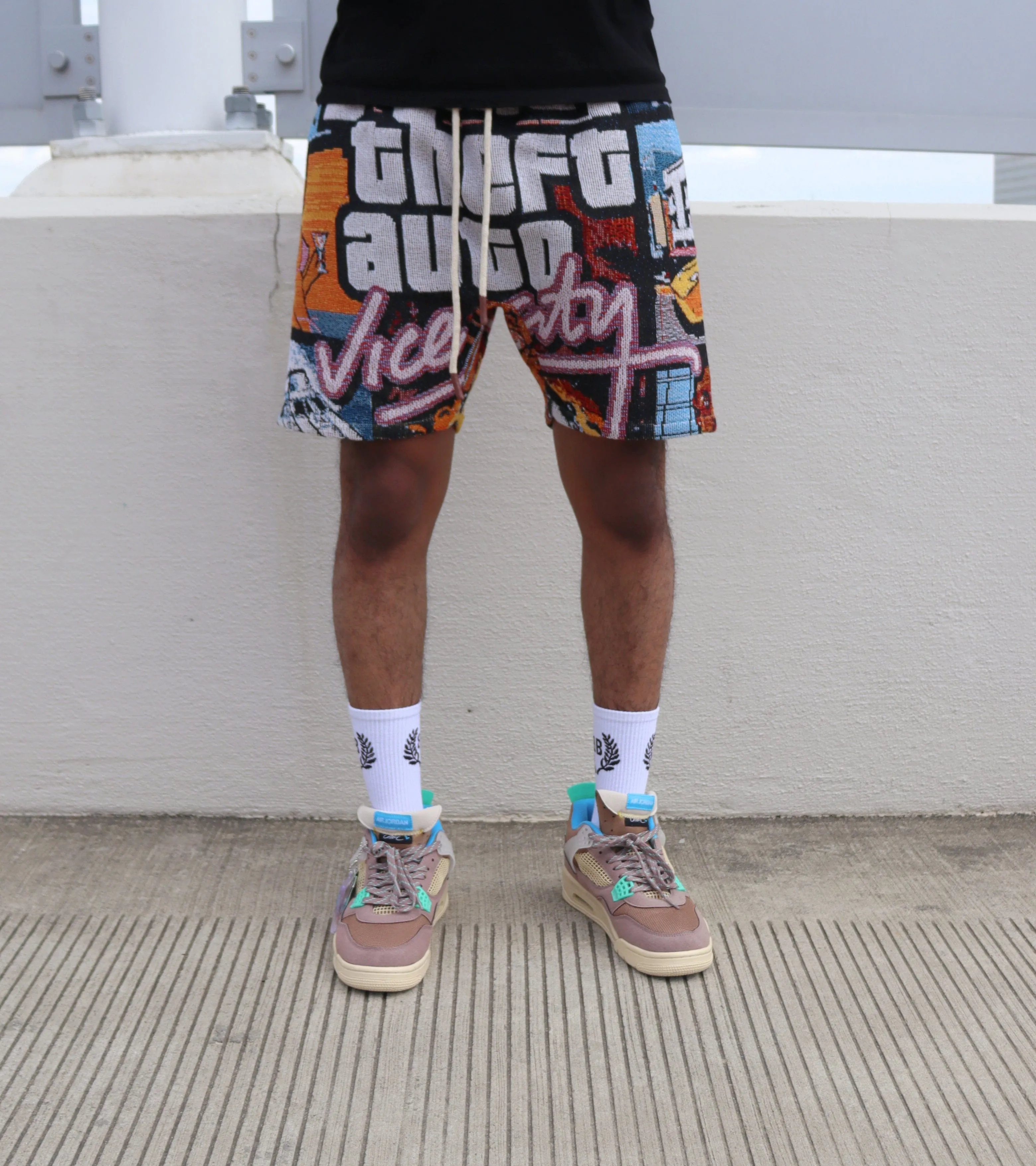GTA VICE CITY HANDMADE TAPESTRY JACQUARD FABRIC SHORTS