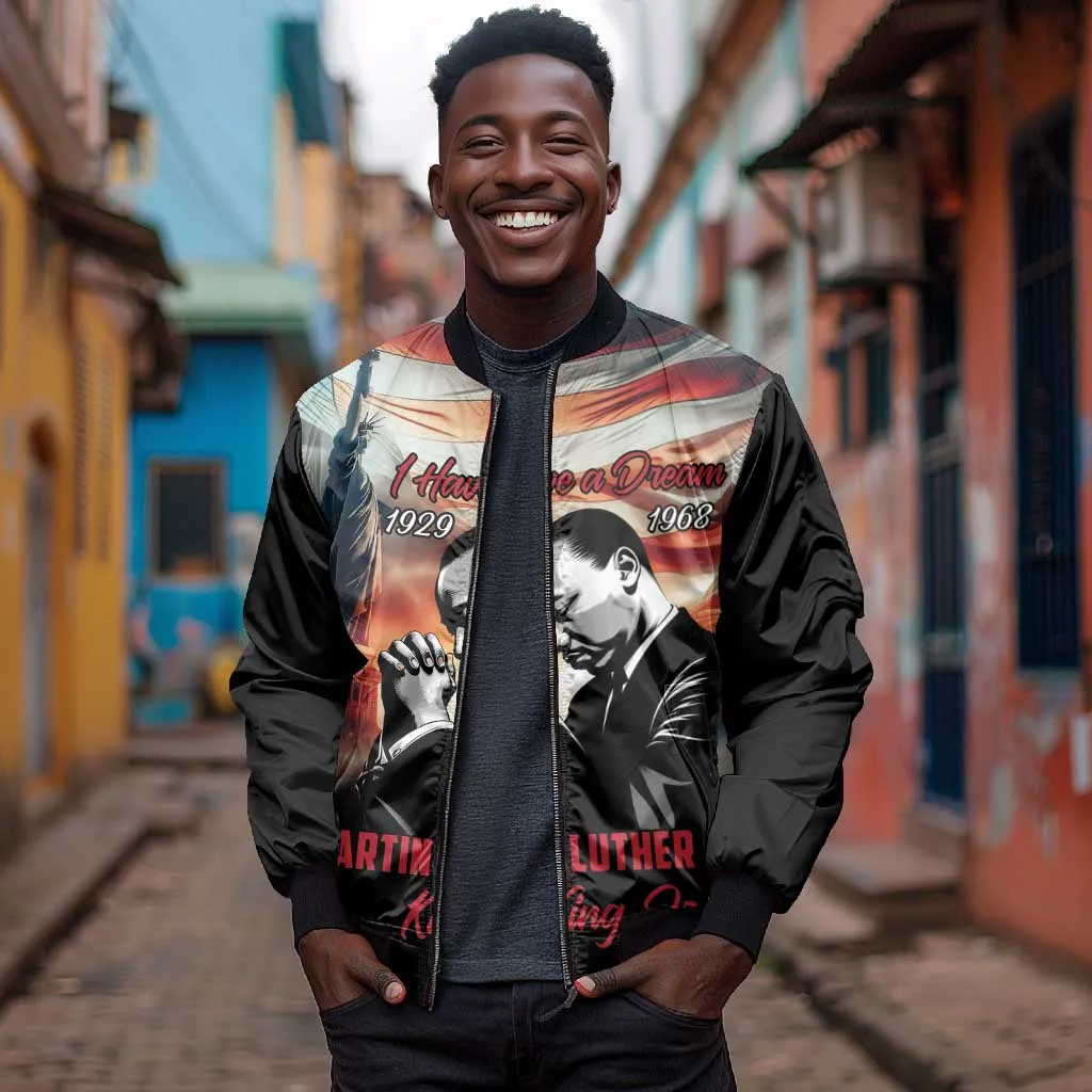 Happy MLK Day Bomber Jacket Black Americans Leaders I Have a Dream LT18