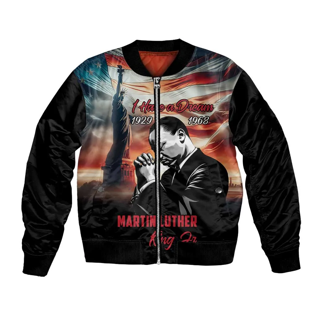 Happy MLK Day Bomber Jacket Black Americans Leaders I Have a Dream LT18