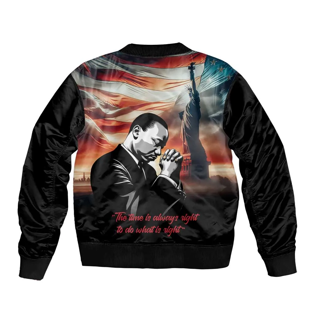 Happy MLK Day Bomber Jacket Black Americans Leaders I Have a Dream LT18