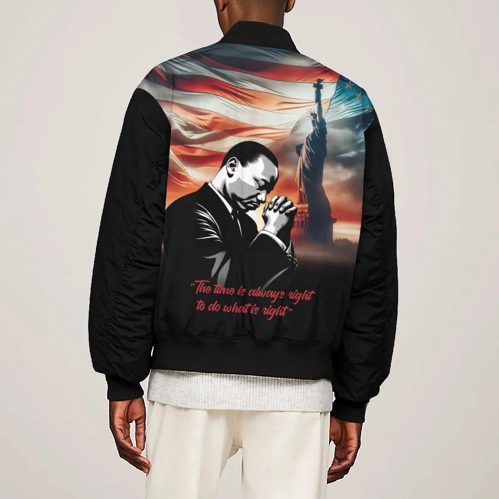 Happy MLK Day Bomber Jacket Black Americans Leaders I Have a Dream LT18
