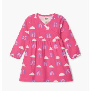 Hatley Happy Rainbows Baby Crossover Dress - Carmine Rose