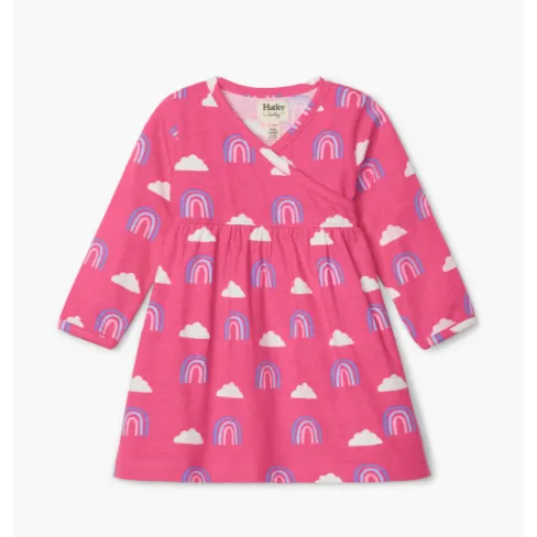 Hatley Happy Rainbows Baby Crossover Dress - Carmine Rose