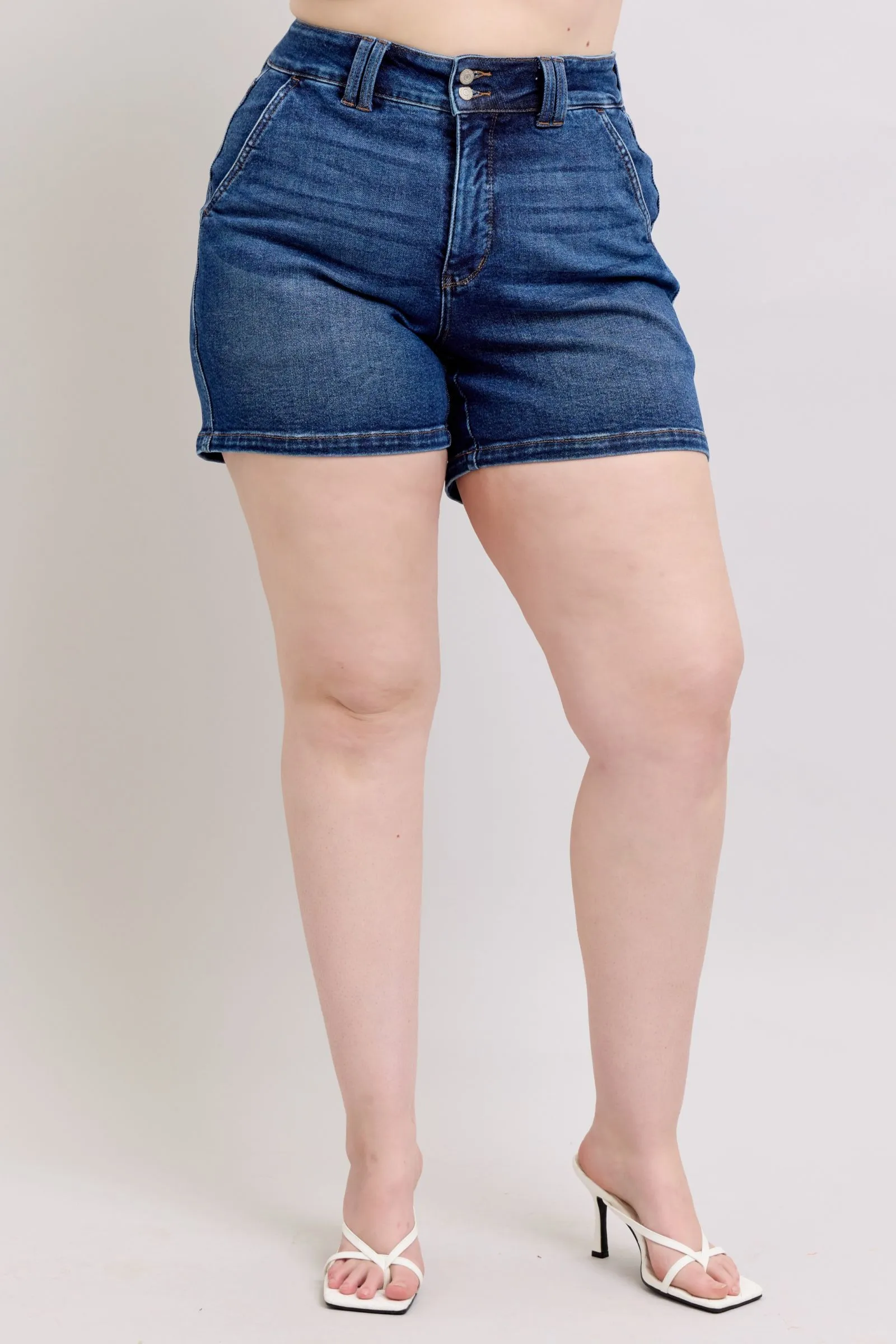Hazel Blues® | Judy Blue Double Button Waistband Denim Shorts