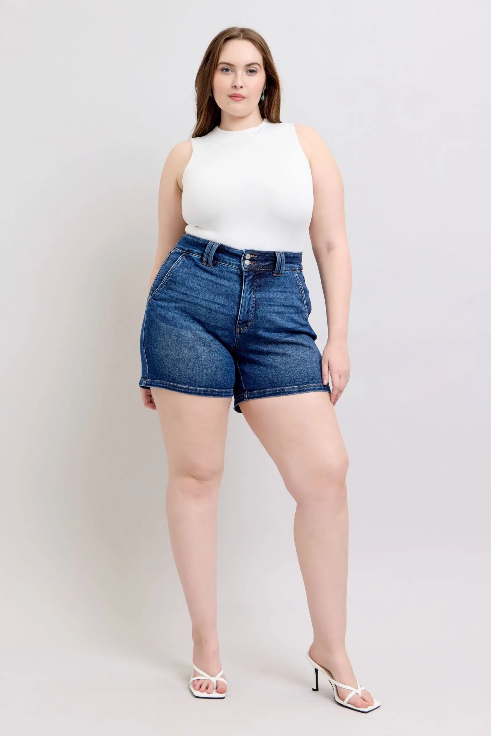 Hazel Blues® | Judy Blue Double Button Waistband Denim Shorts