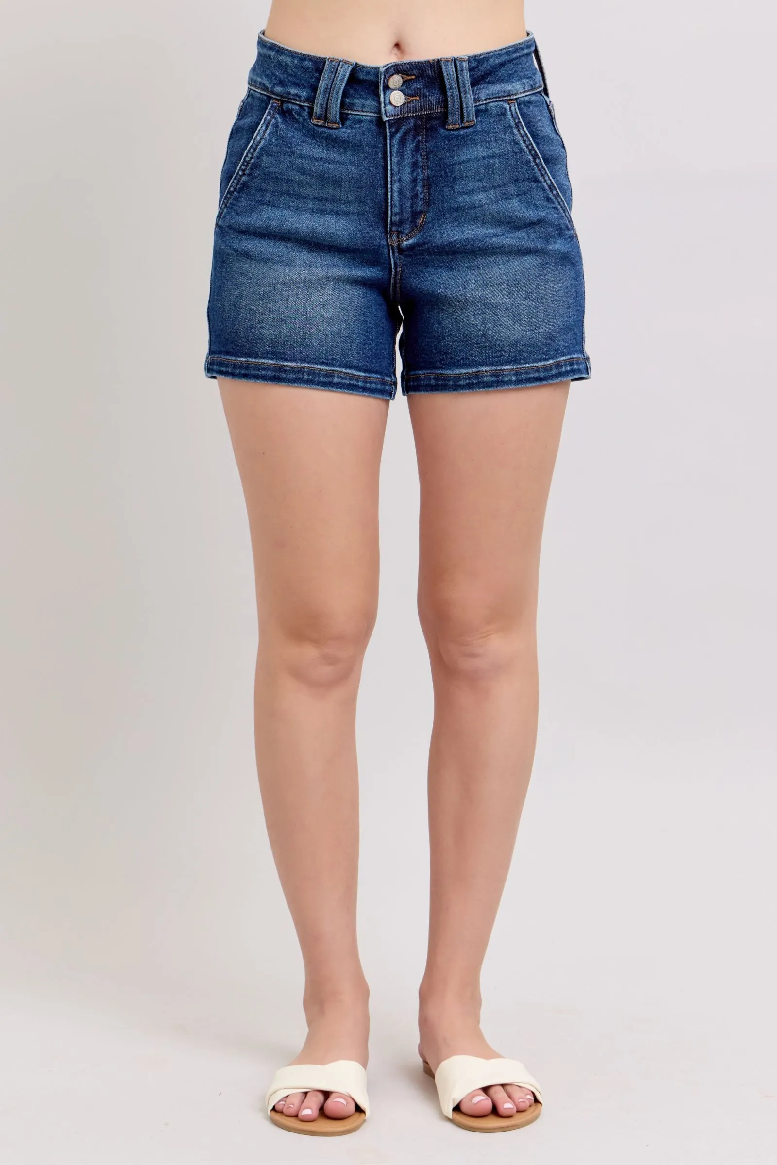 Hazel Blues® | Judy Blue Double Button Waistband Denim Shorts