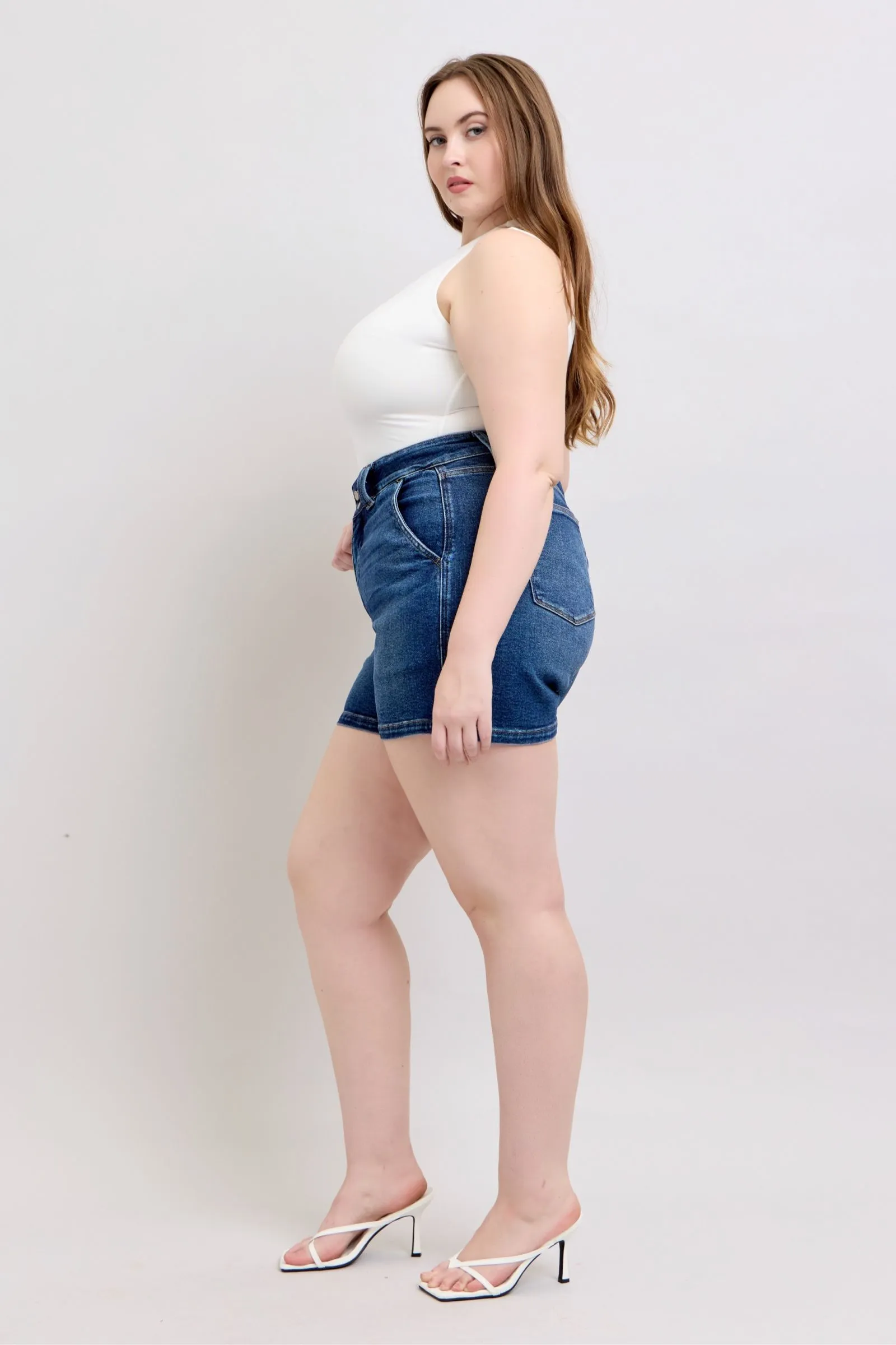 Hazel Blues® | Judy Blue Double Button Waistband Denim Shorts