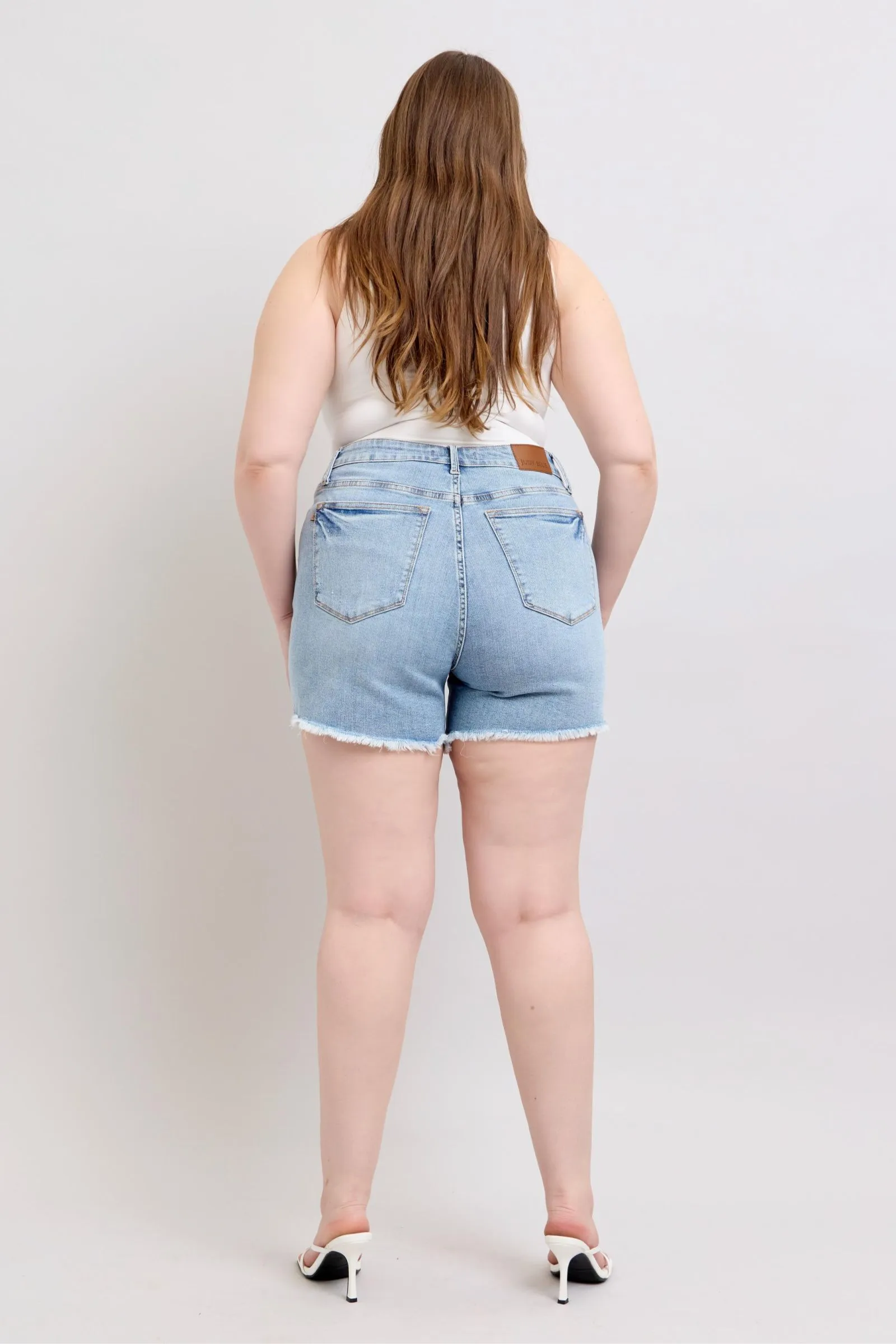 Hazel Blues® | Judy Blue Tummy Control Raw Hem Denim Shorts