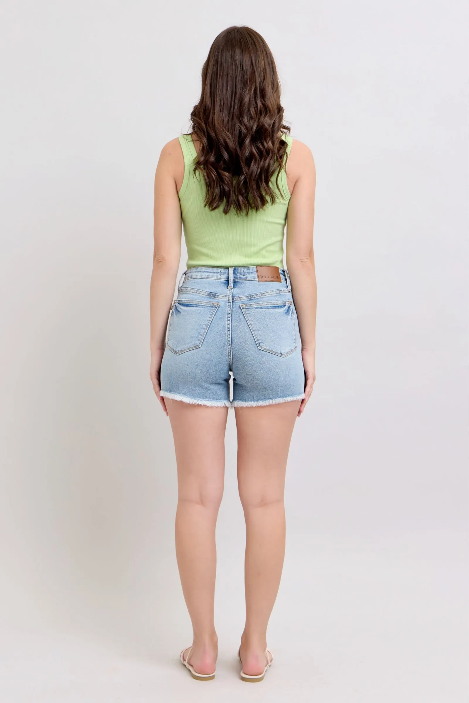 Hazel Blues® | Judy Blue Tummy Control Raw Hem Denim Shorts