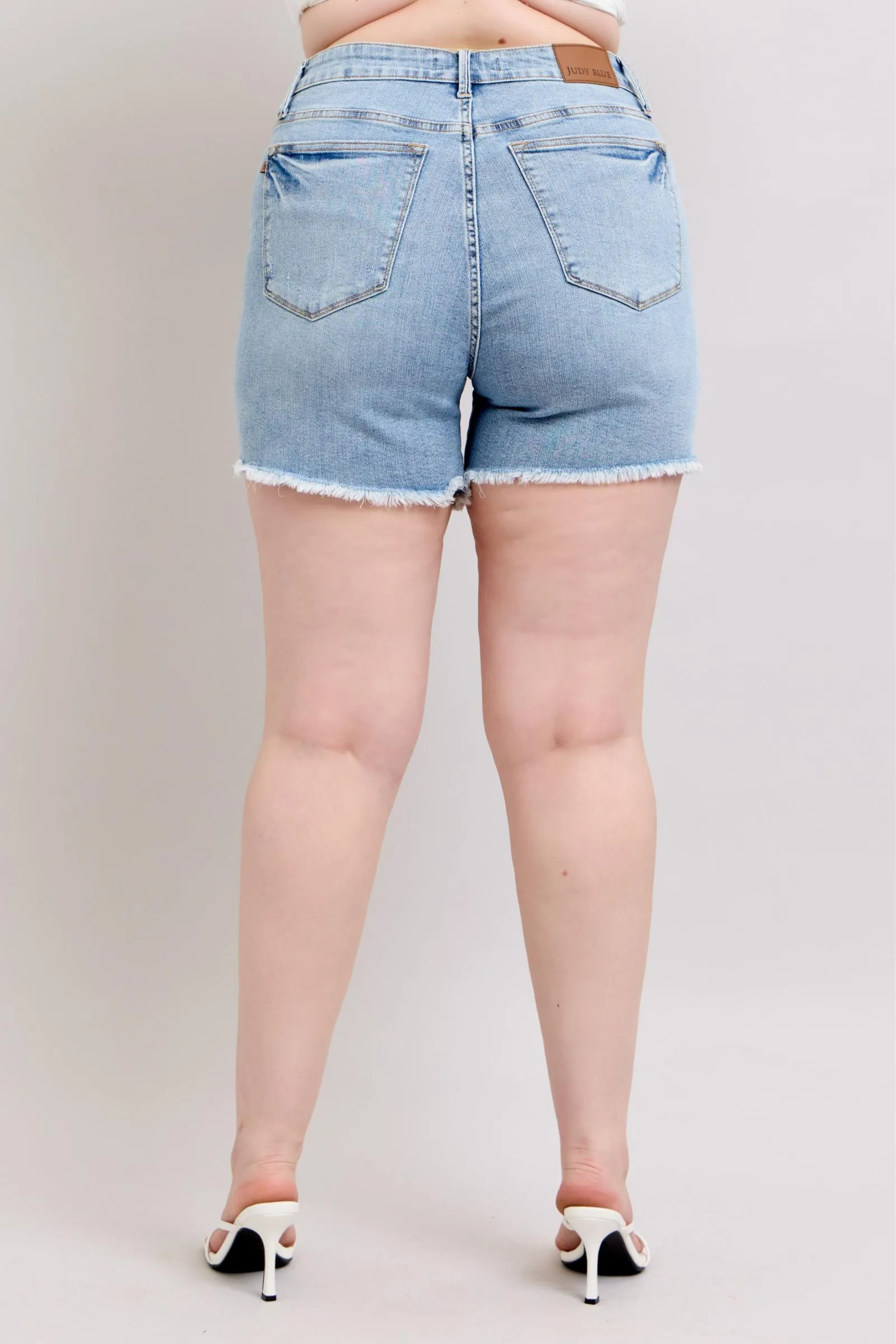 Hazel Blues® | Judy Blue Tummy Control Raw Hem Denim Shorts