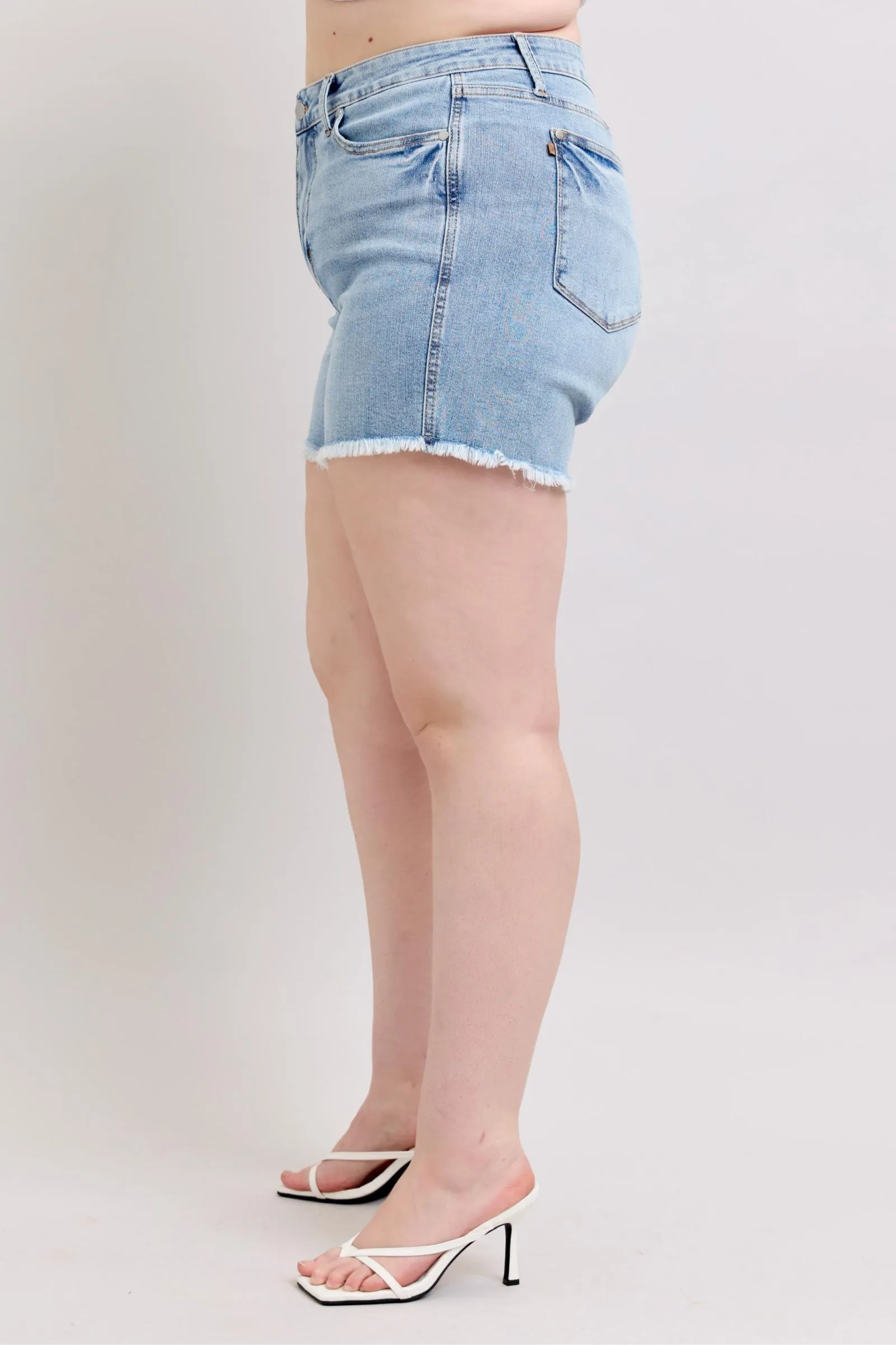 Hazel Blues® | Judy Blue Tummy Control Raw Hem Denim Shorts