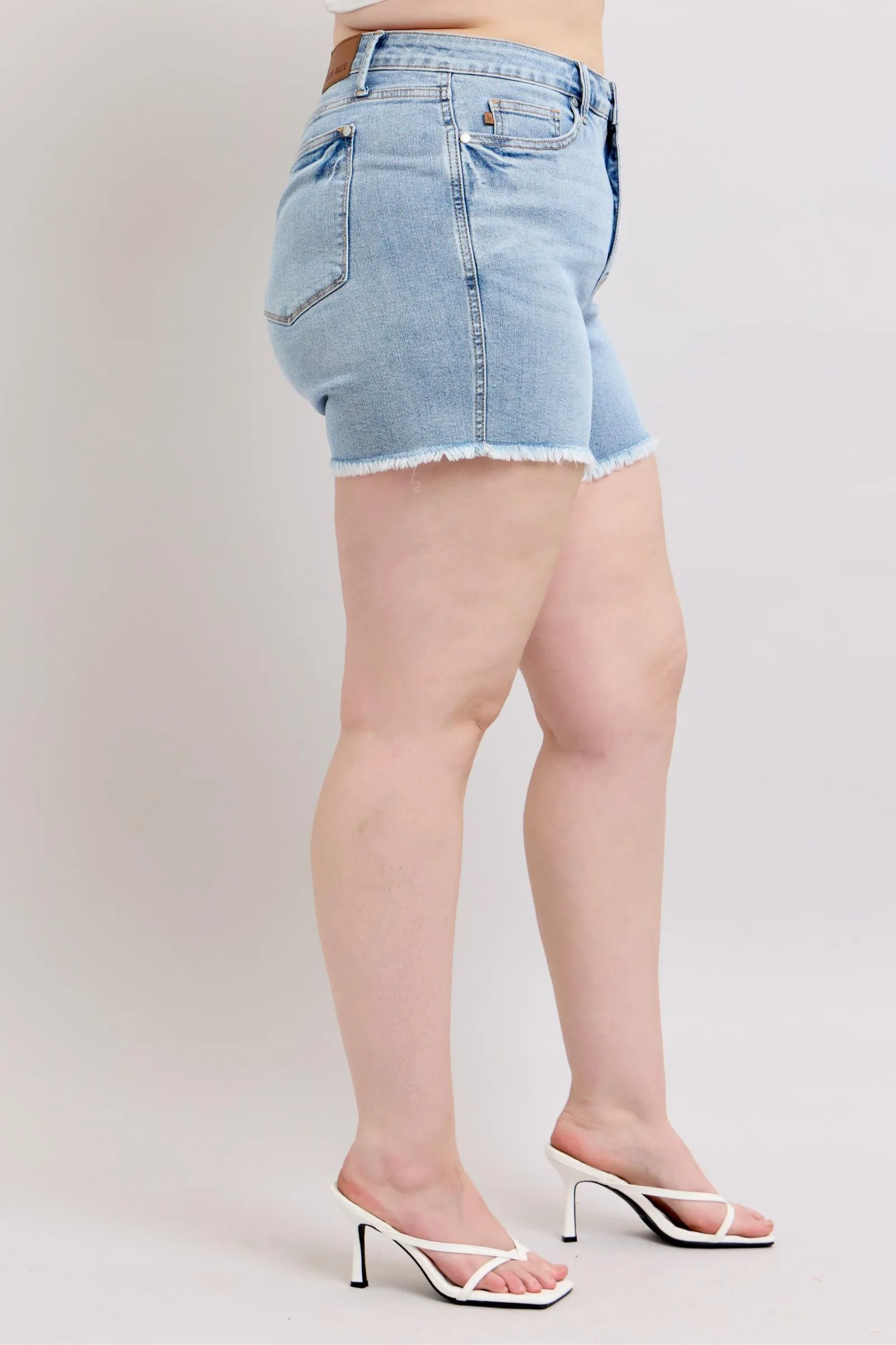 Hazel Blues® | Judy Blue Tummy Control Raw Hem Denim Shorts