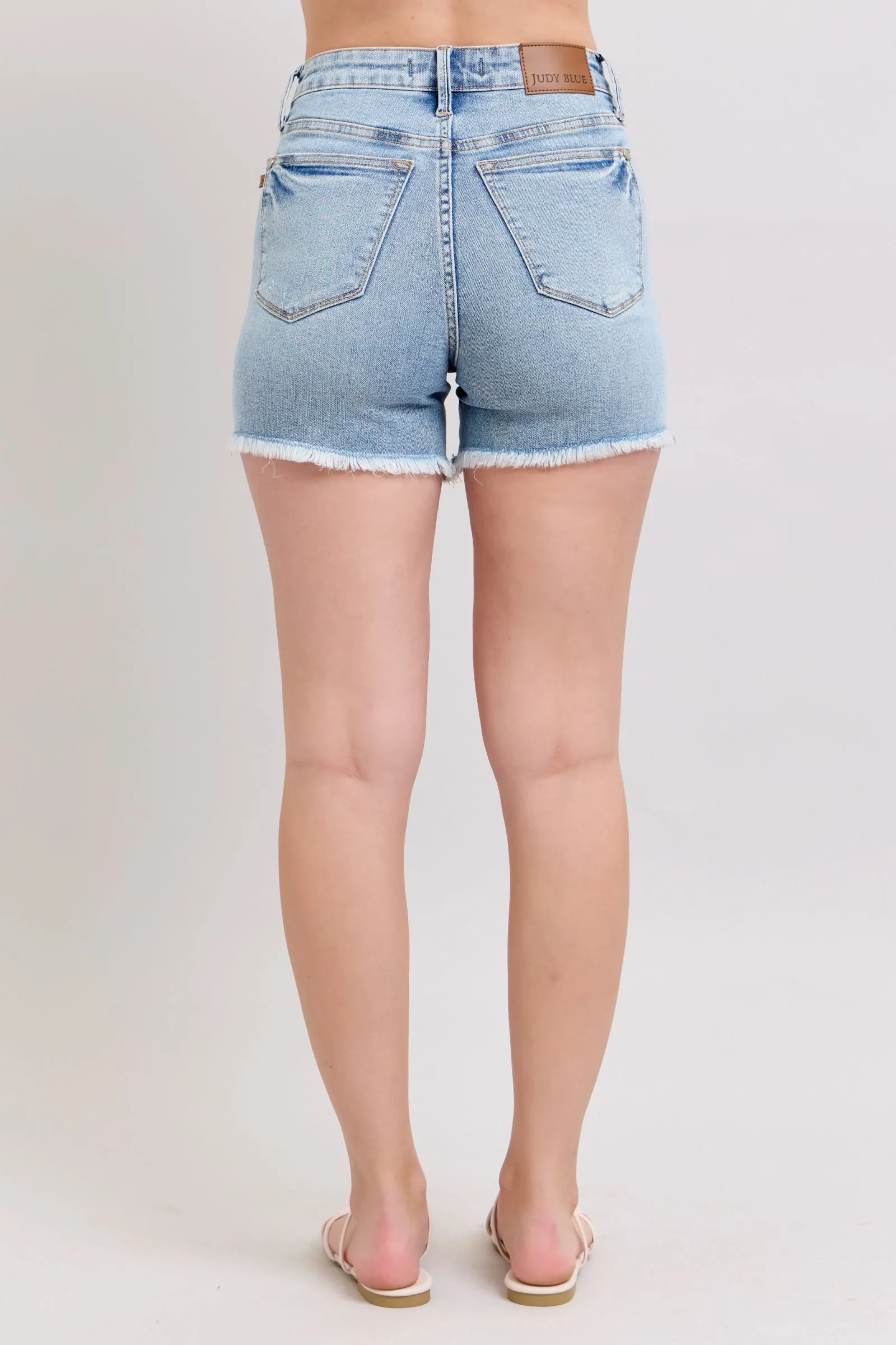 Hazel Blues® | Judy Blue Tummy Control Raw Hem Denim Shorts