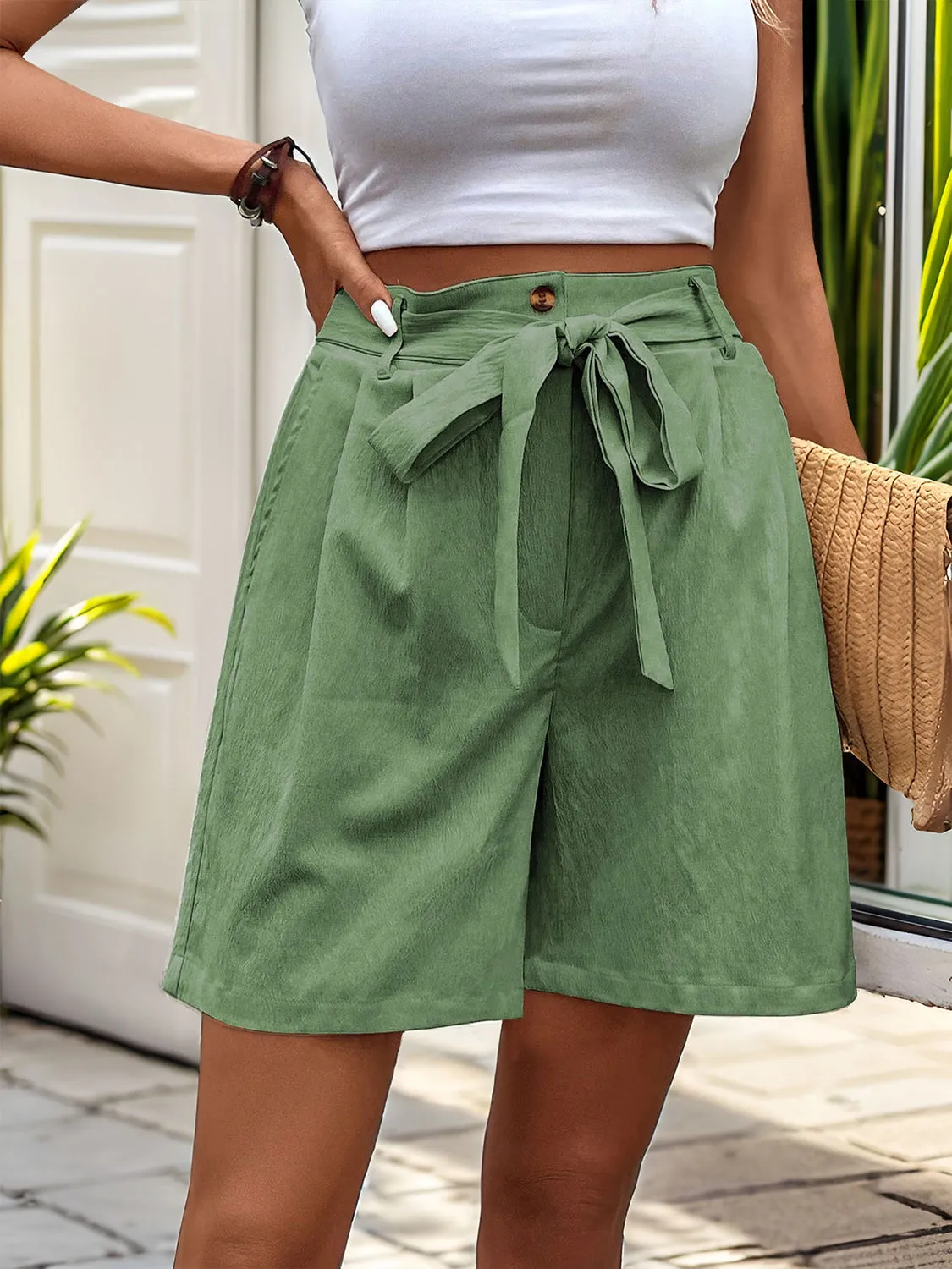 Hazel Blues® |  Tied High Waist Shorts with Pockets