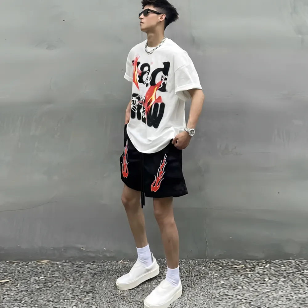 High Street Flame Print Shorts