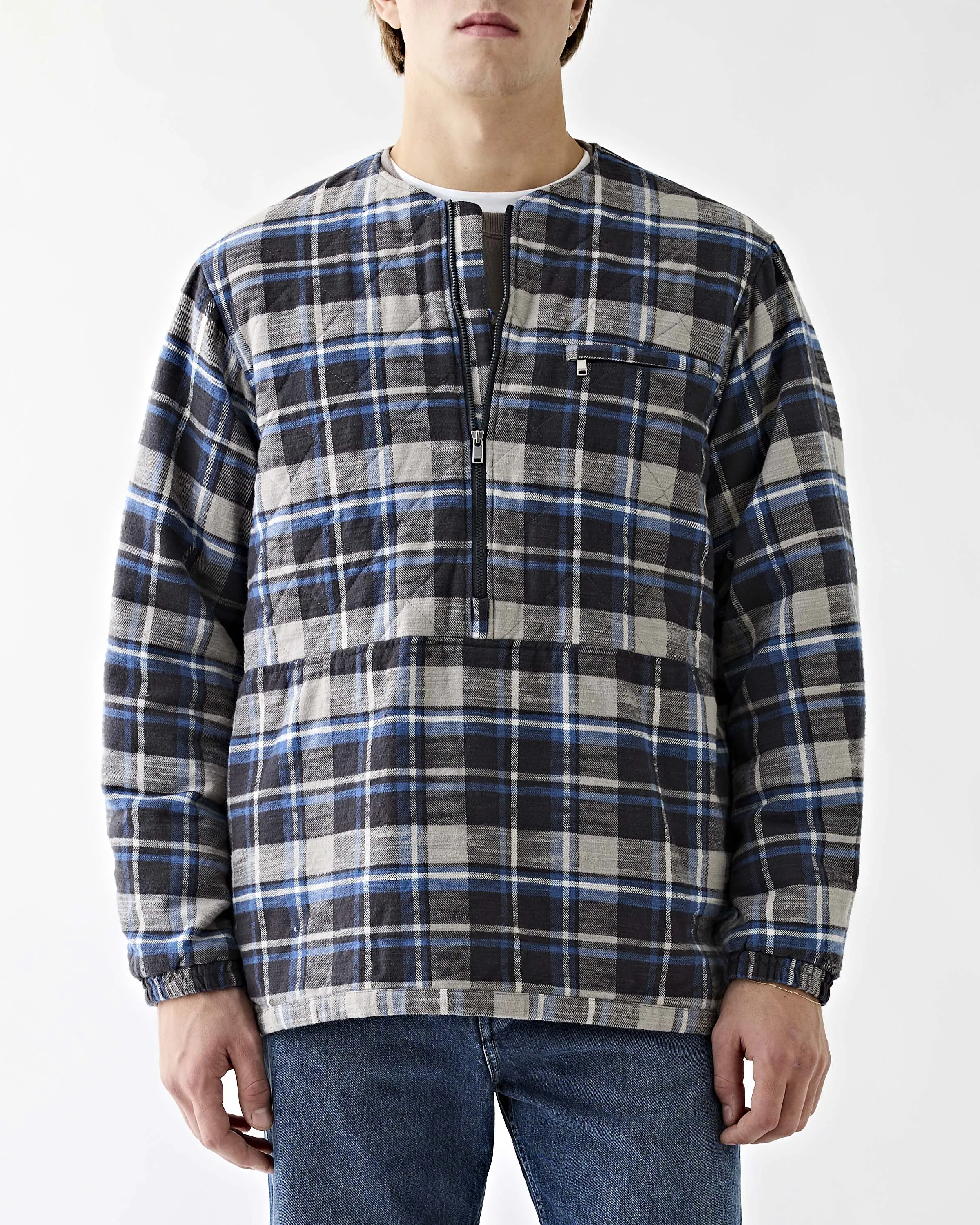 Hiker Pullover Puff Jacket Check Blue