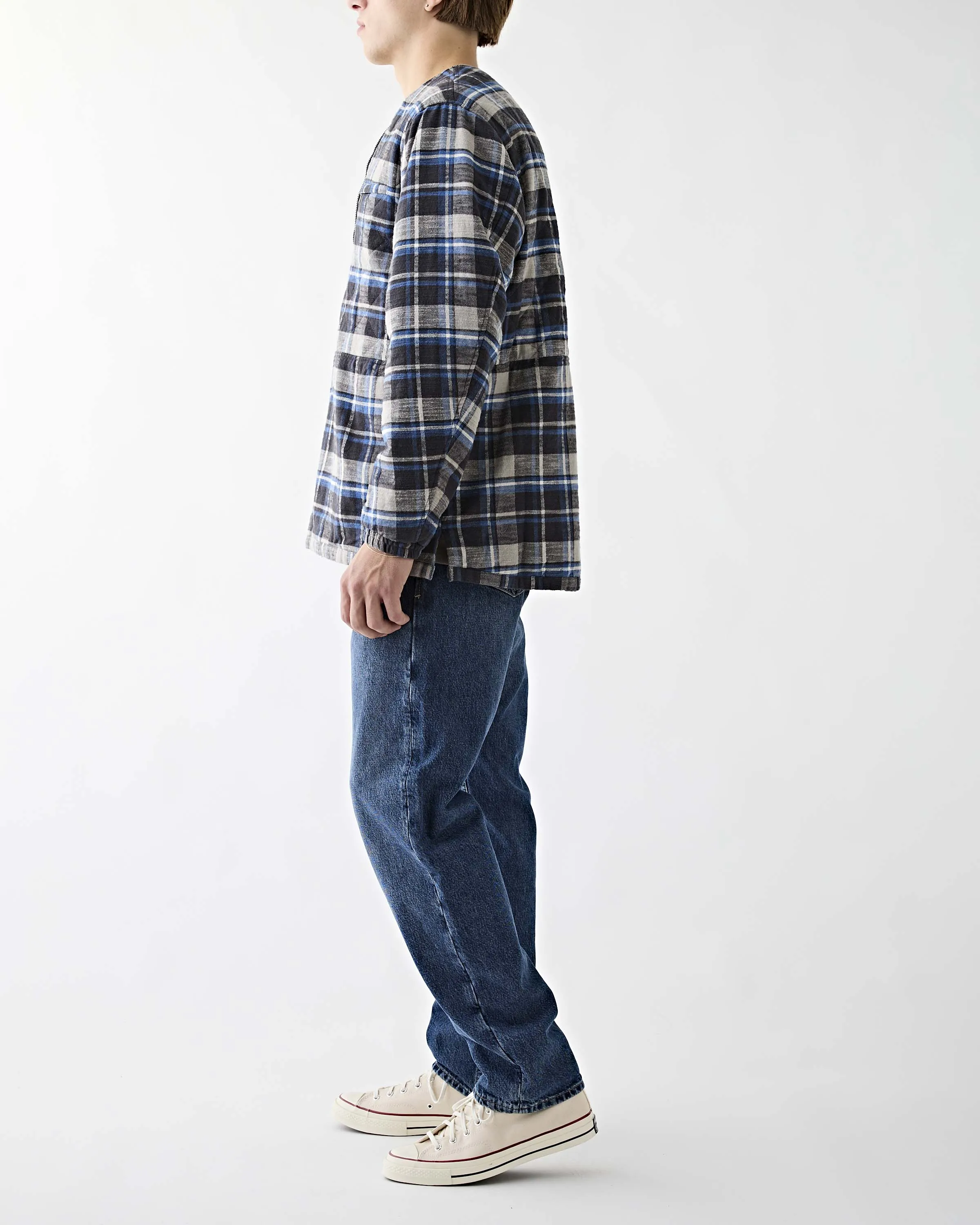 Hiker Pullover Puff Jacket Check Blue