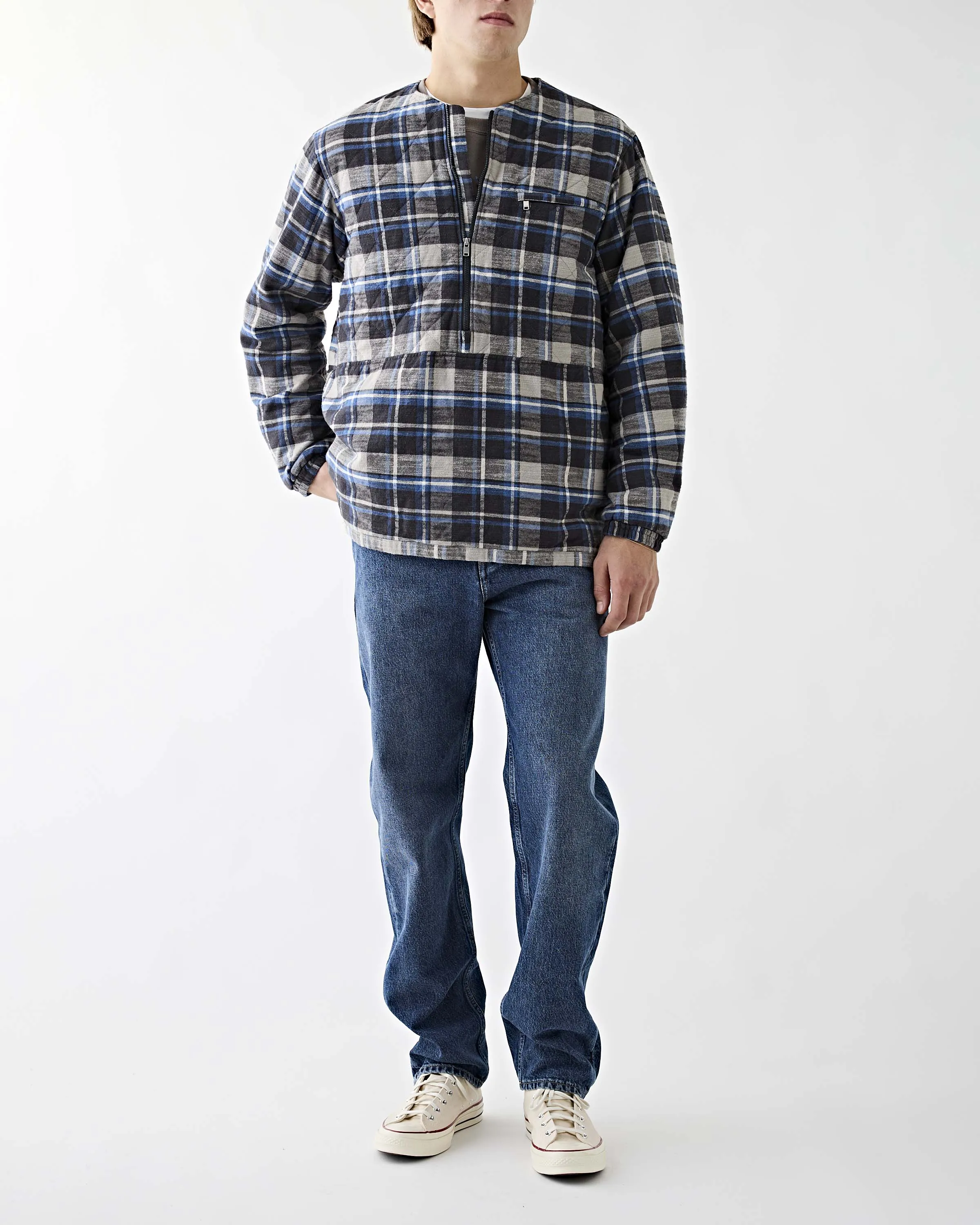 Hiker Pullover Puff Jacket Check Blue
