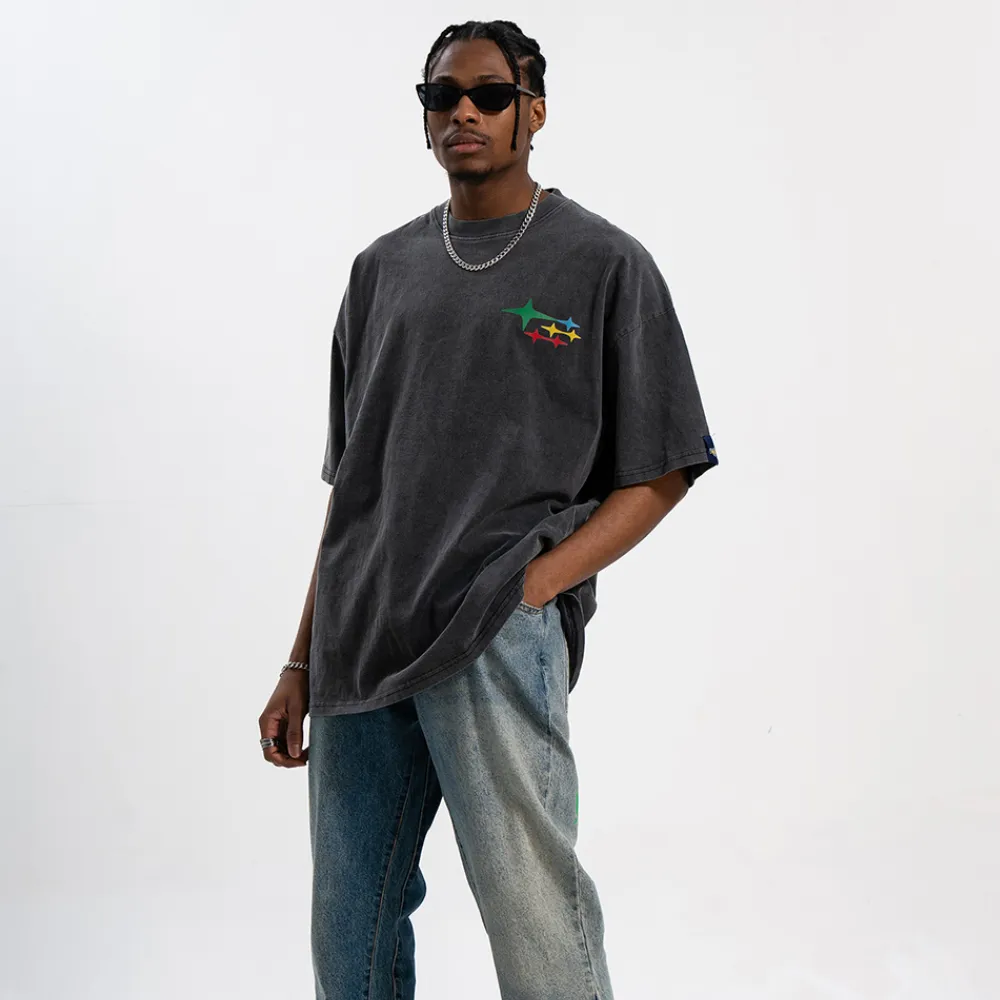 Hip Hop Bold Print Wash T-Shirt