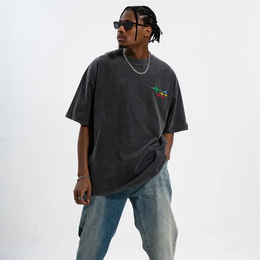 Hip Hop Bold Print Wash T-Shirt