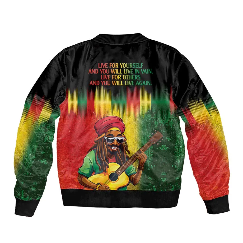 Honoring Reggae Legend Bob Birthday Sleeve Zip Bomber Jacket LT9