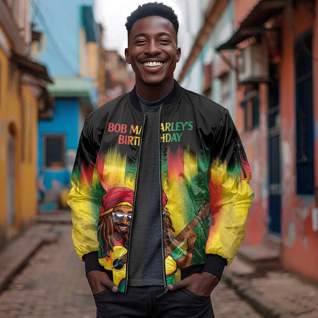 Honoring Reggae Legend Bob Birthday Sleeve Zip Bomber Jacket LT9