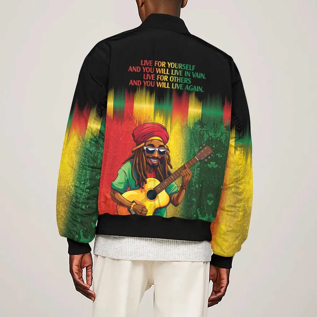 Honoring Reggae Legend Bob Birthday Sleeve Zip Bomber Jacket LT9
