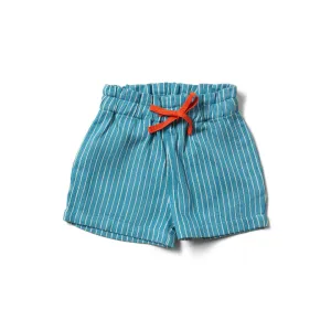 Horizon Blue Striped Twill Shorts by Little Green Radicals
