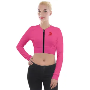 Hot Pink Long Sleeve Cropped Velvet Jacket