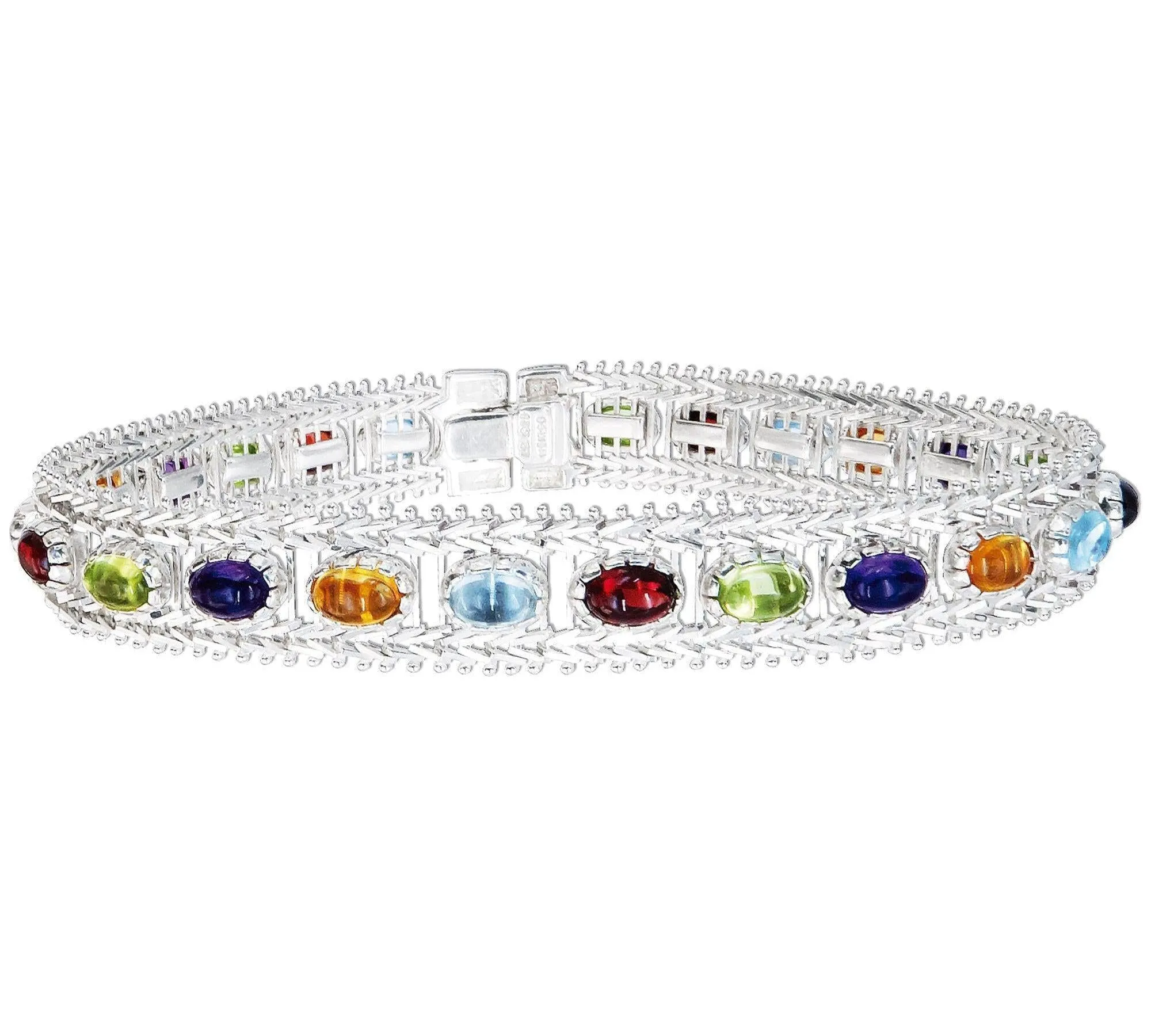 Imperial Silver Bold Wheat Multi-Gemstone Bracelet