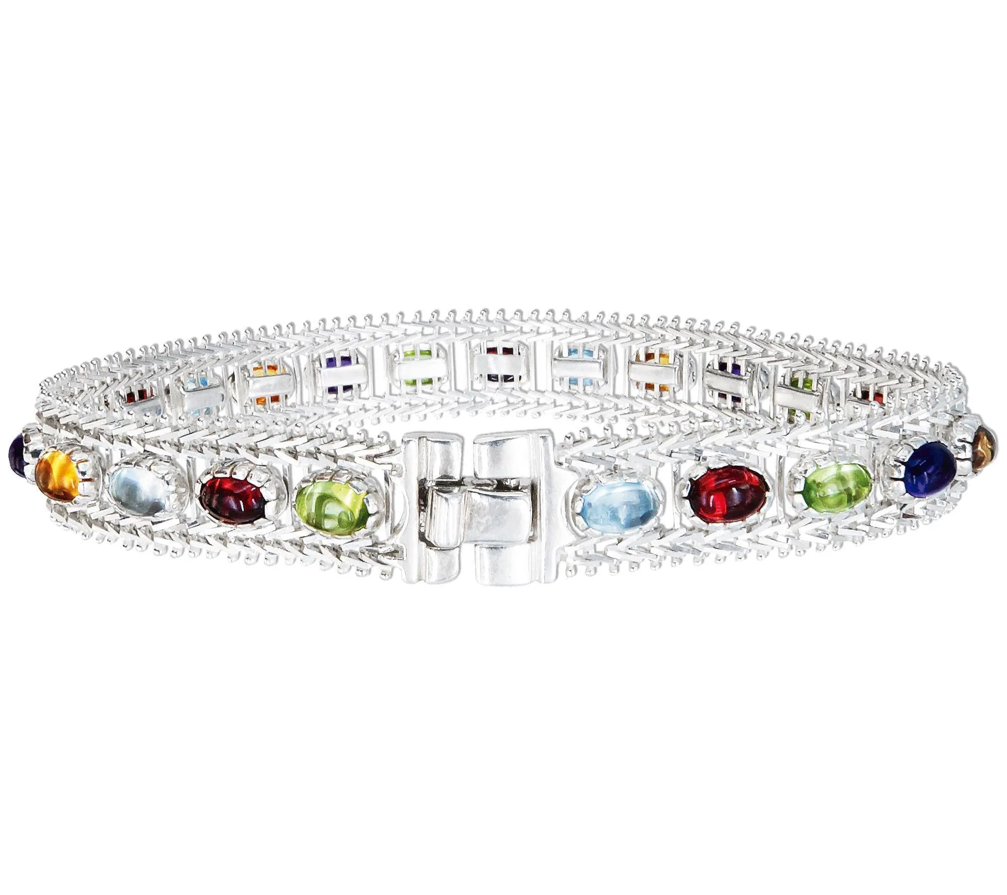 Imperial Silver Bold Wheat Multi-Gemstone Bracelet