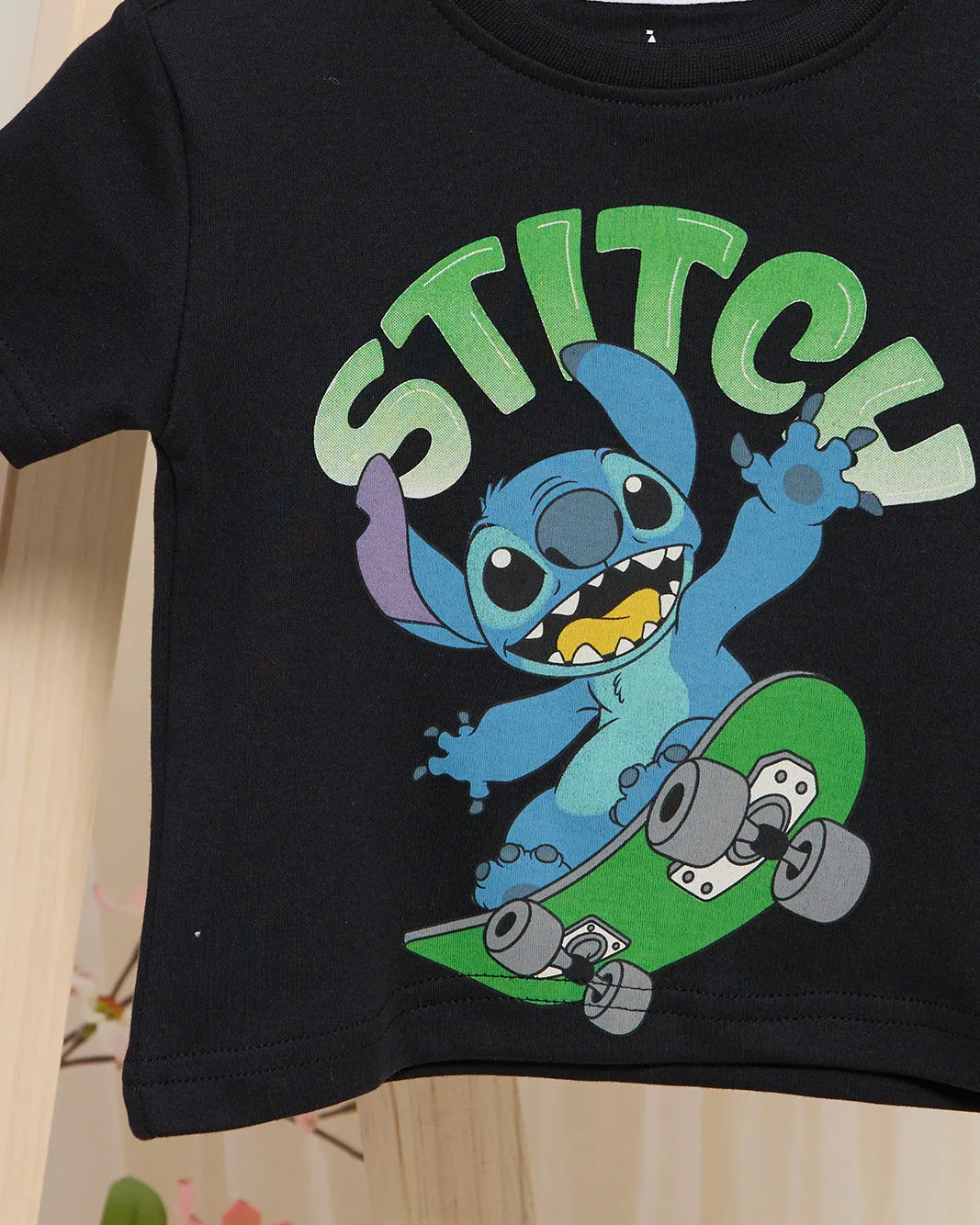 Infant Boys Black Stitch Print T-Shirt
