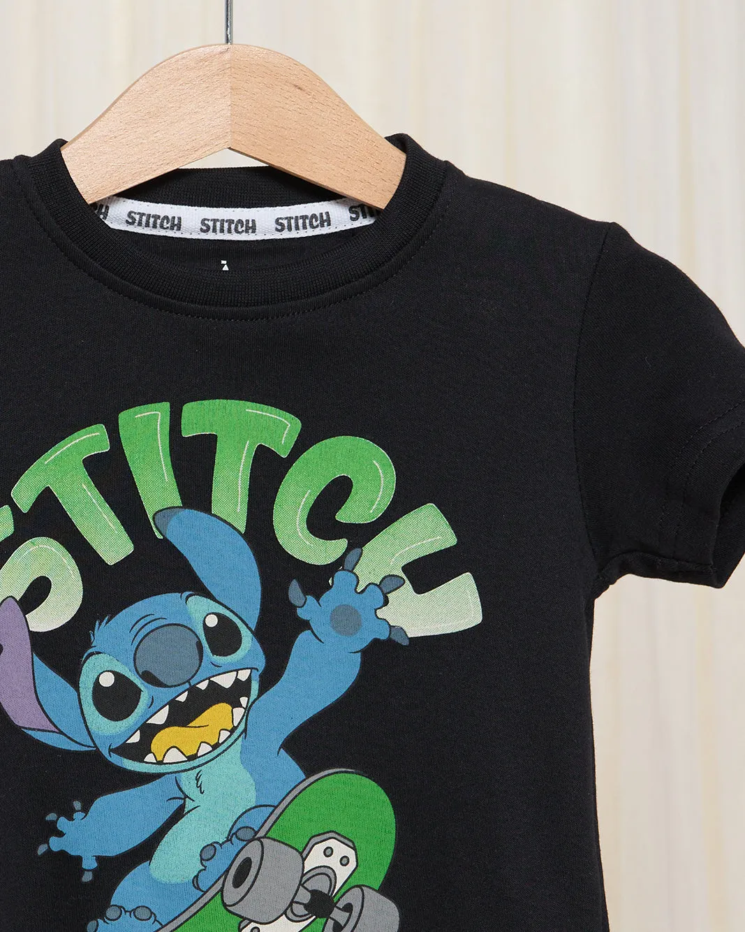 Infant Boys Black Stitch Print T-Shirt