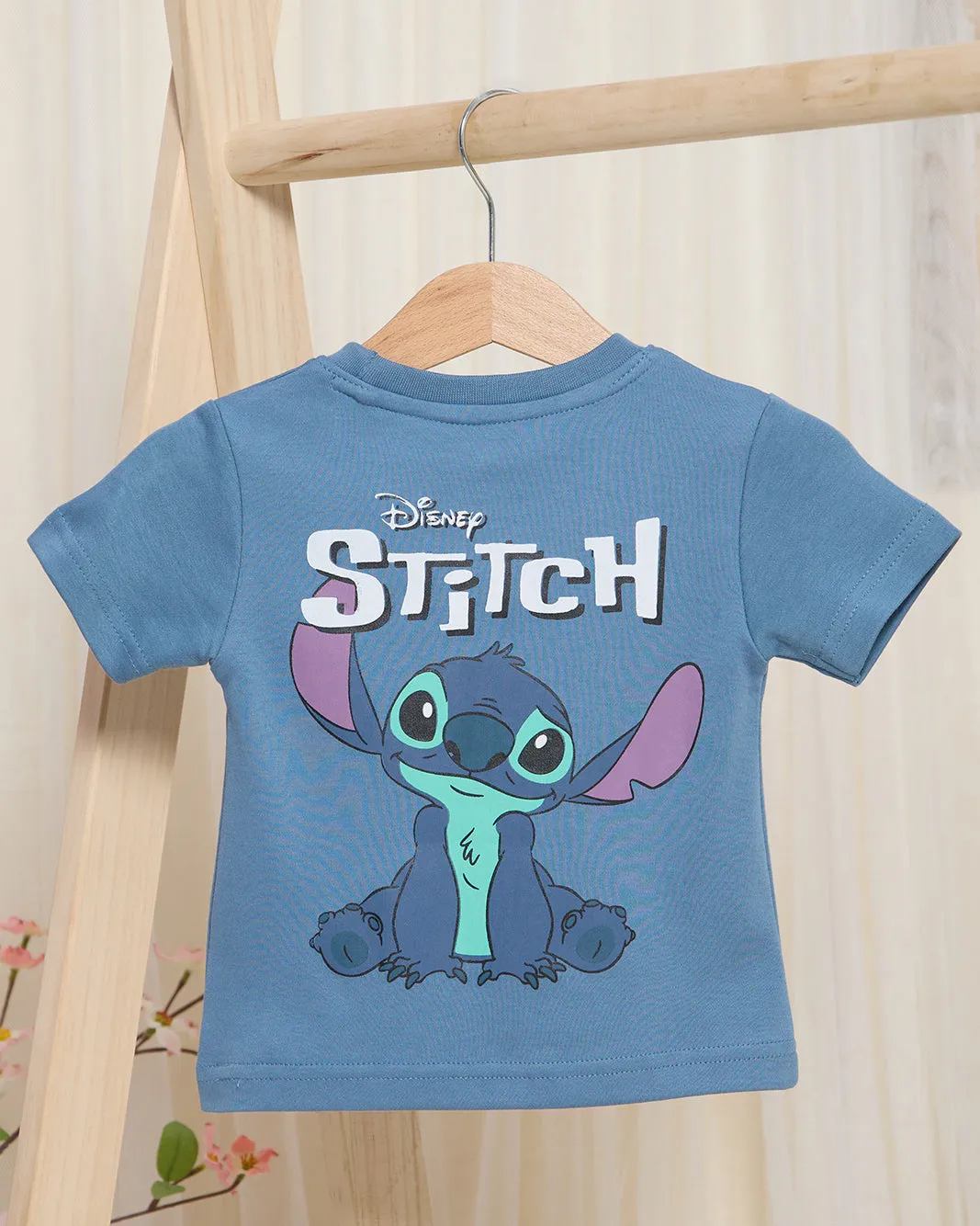Infant Boys Blue Stitch Print T-Shirt