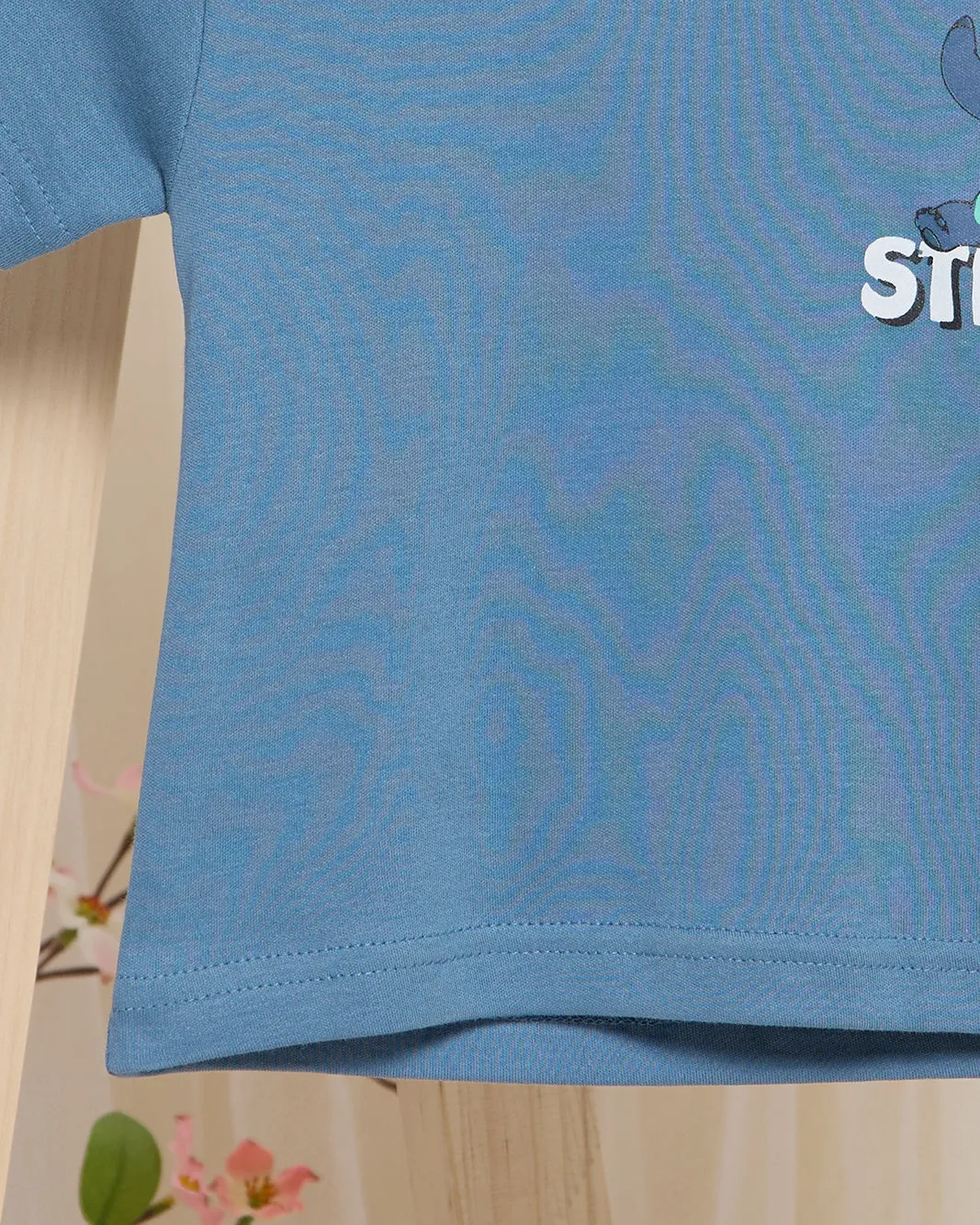 Infant Boys Blue Stitch Print T-Shirt
