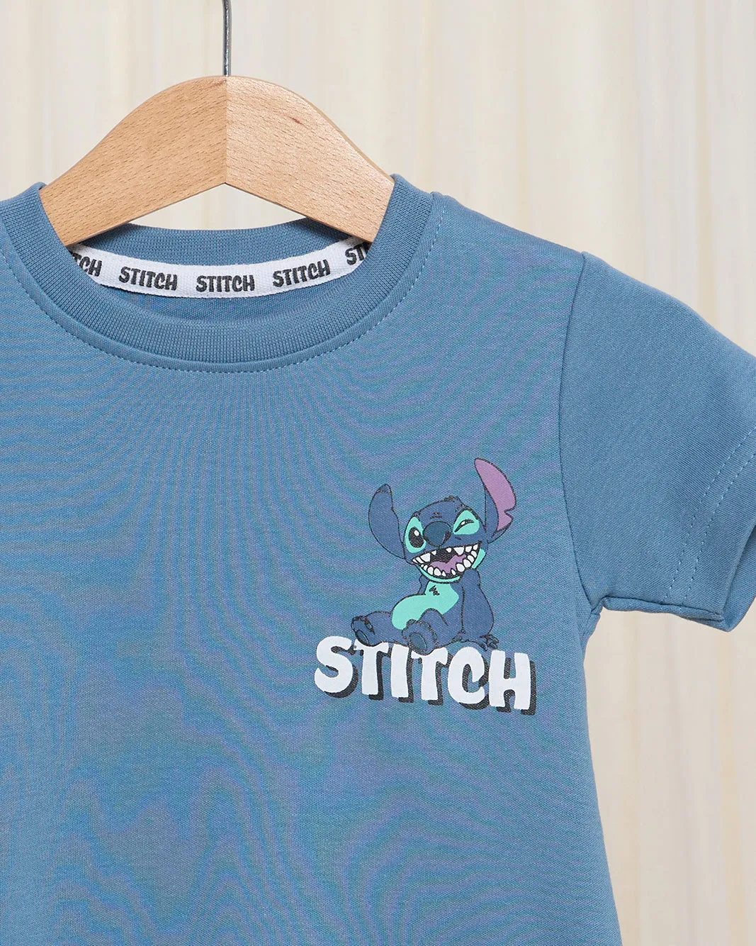 Infant Boys Blue Stitch Print T-Shirt