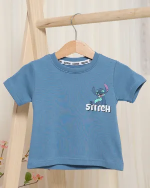 Infant Boys Blue Stitch Print T-Shirt